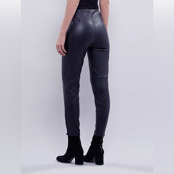 Free People Pants - Free People Lana Vegan Leather Legging Black 2 Zipper Ankle Faux Leather